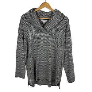 Calvin Klein Womens Cowl Neck Tunic Sweater Sz Large Herringbone Comfort Cozy‎
